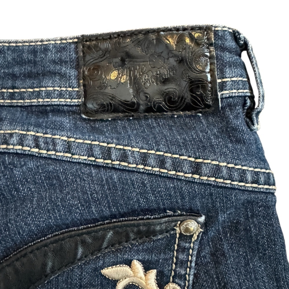 VINTAGE Y2K Apple Bottoms Jeans w/ Ornate Gold & White Embroidery - Size 24W - Picture 3 of 7